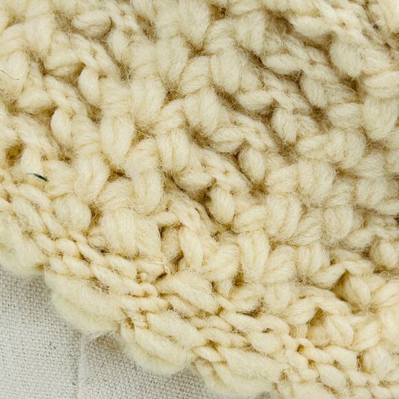 70s Chunky Knit Cream Beret Tam 100% PURE WOOL Hat - Picture 6 of 7